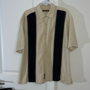 Cubavera Charlie Sheen Style Bowling Casual Luau Summer SS Shirt XL stripe Party